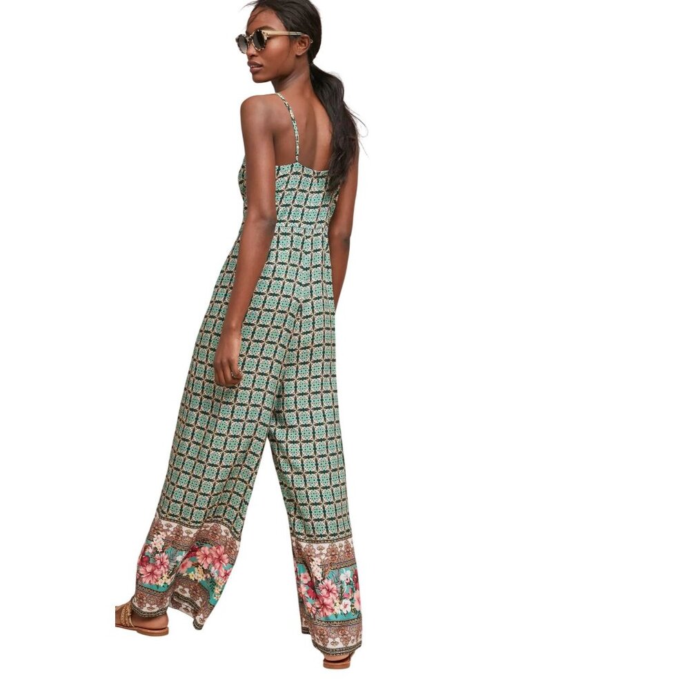 Farm Rio Women’s XS Petite Honolulu Floral Geometric Print Viscose Jumpsuit Adju - Picture 2 of 13